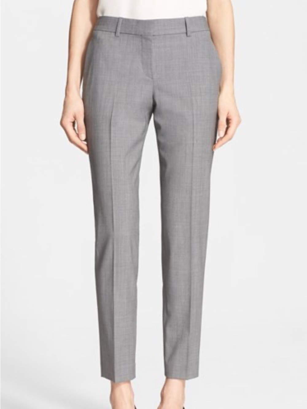 NWOT Theory Testra Tapered Wool Blend Trousers Gray Size 0